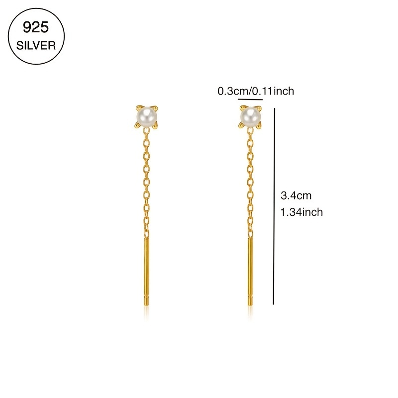 18K Gold Plated Shell Pearl Dangle Earrings Hypoallergenic Lightweight